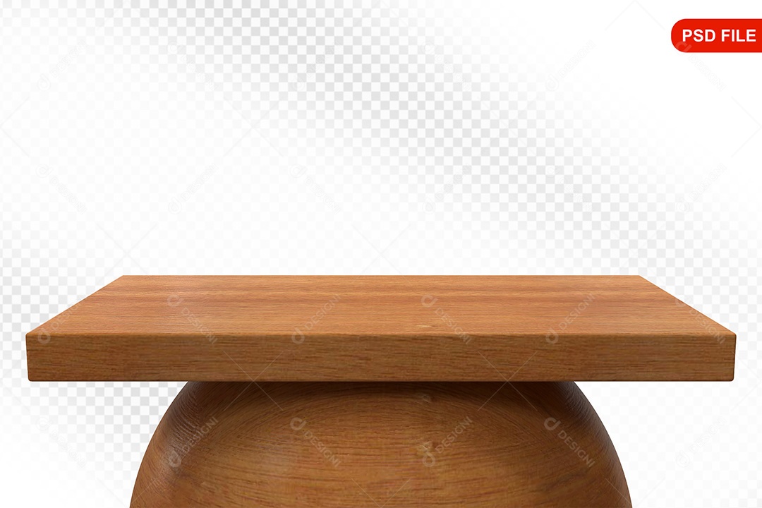 Elemento 3D Podium De Madeira Quadrado Para Composição PSD