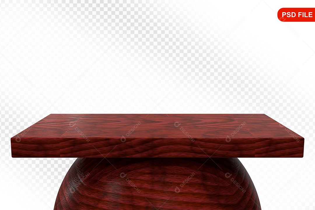 Elemento 3D Podium De Madeira Quadrado Para Composição PSD