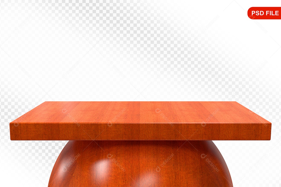 Elemento 3D Podium De Madeira Quadrado Para Composição PSD
