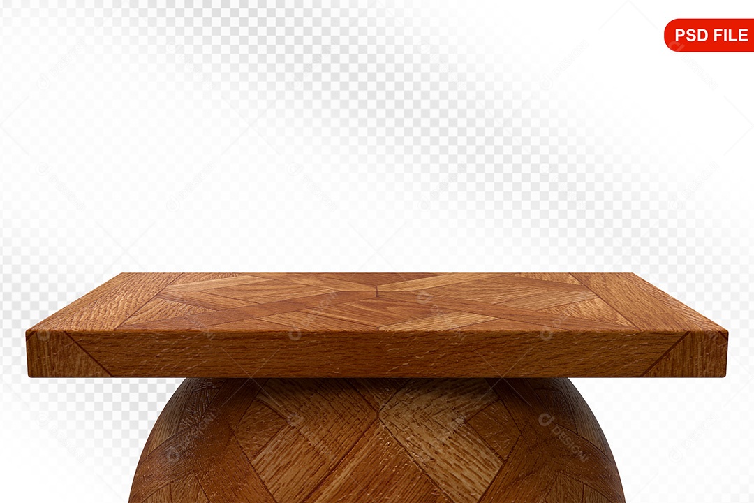 Elemento 3D Podium De Madeira Quadrado Para Composição PSD