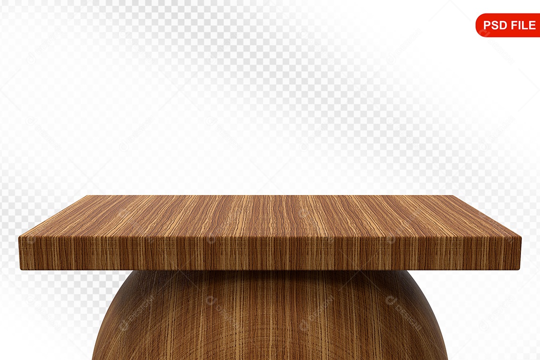 Elemento 3D Podium De Madeira Quadrado Para Composição PSD