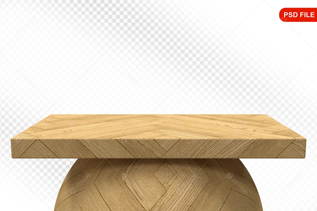 Elemento 3D Podium De Madeira Quadrado Para Composição PSD