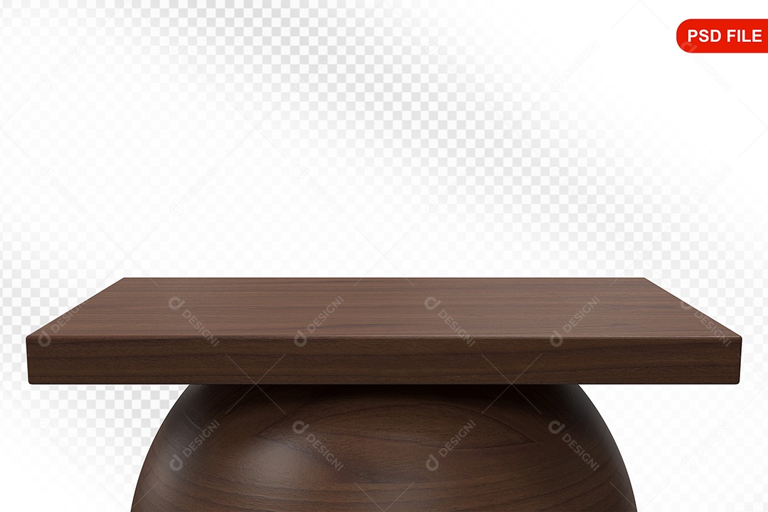 Elemento 3D Podium De Madeira Quadrado Para Composição PSD