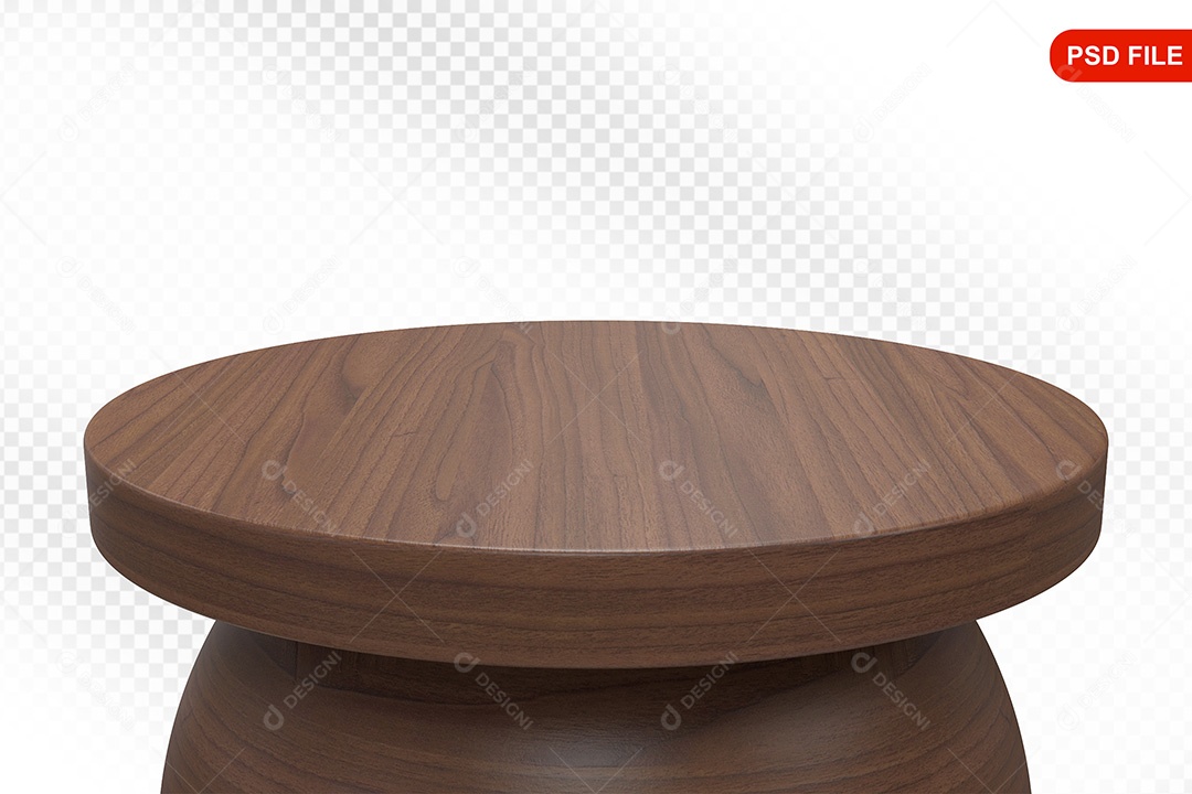 Elemento 3D Podium De Madeira Circular Para Composição PSD