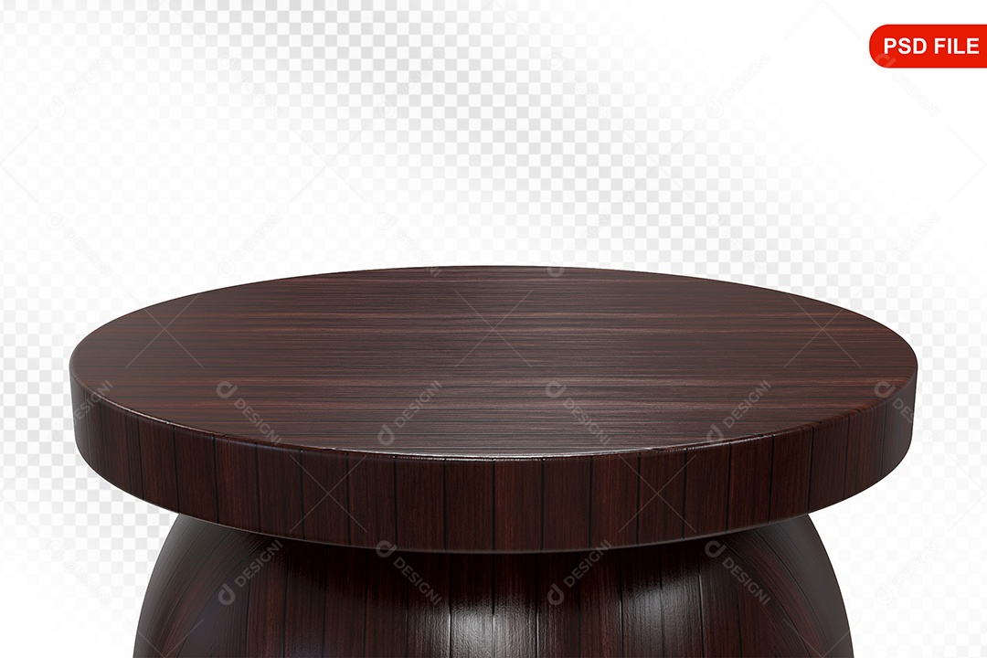 Elemento 3D Podium De Madeira Circular Para Composição PSD