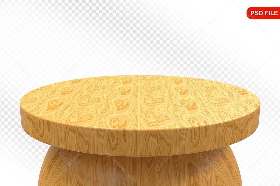 Elemento 3D Podium De Madeira Circular Para Composição PSD