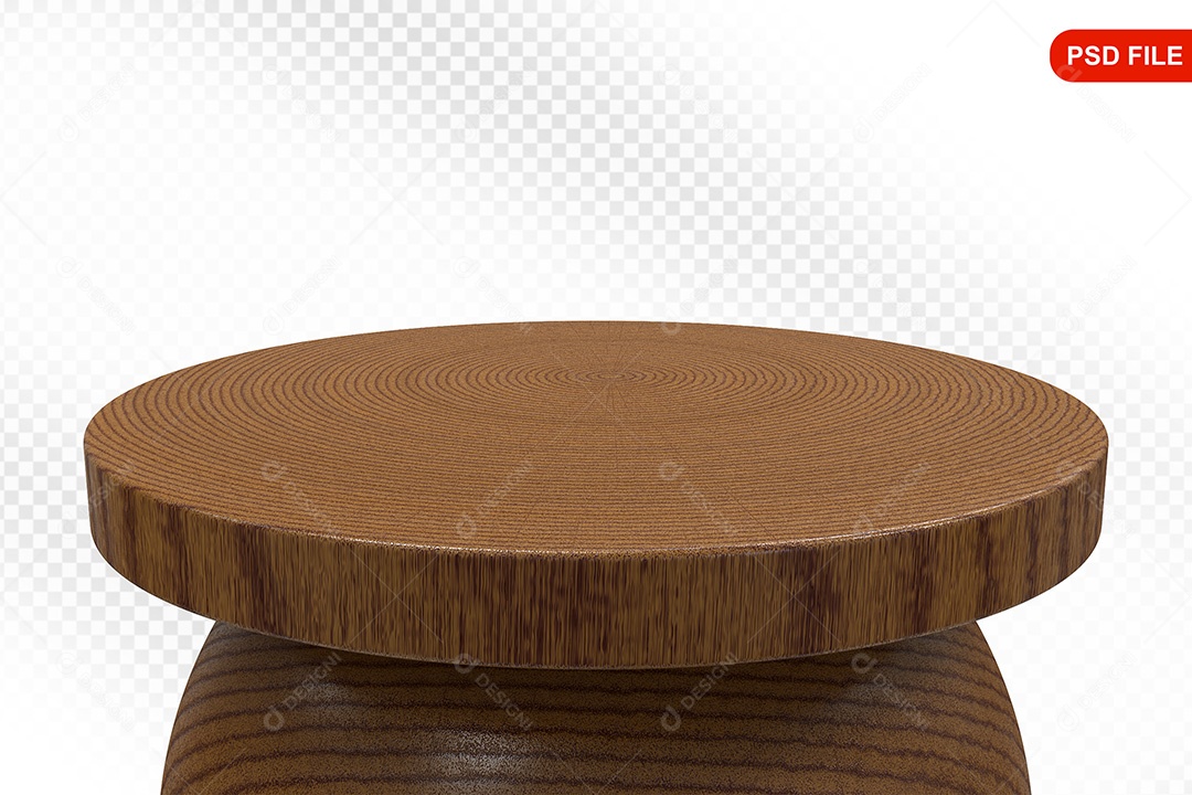 Elemento 3D Podium De Madeira Circular Para Composição PSD