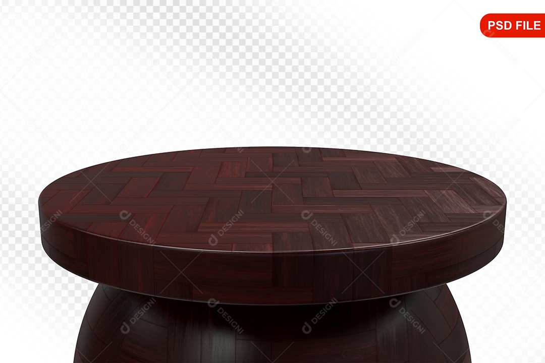Elemento 3D Podium De Madeira Circular Para Composição PSD