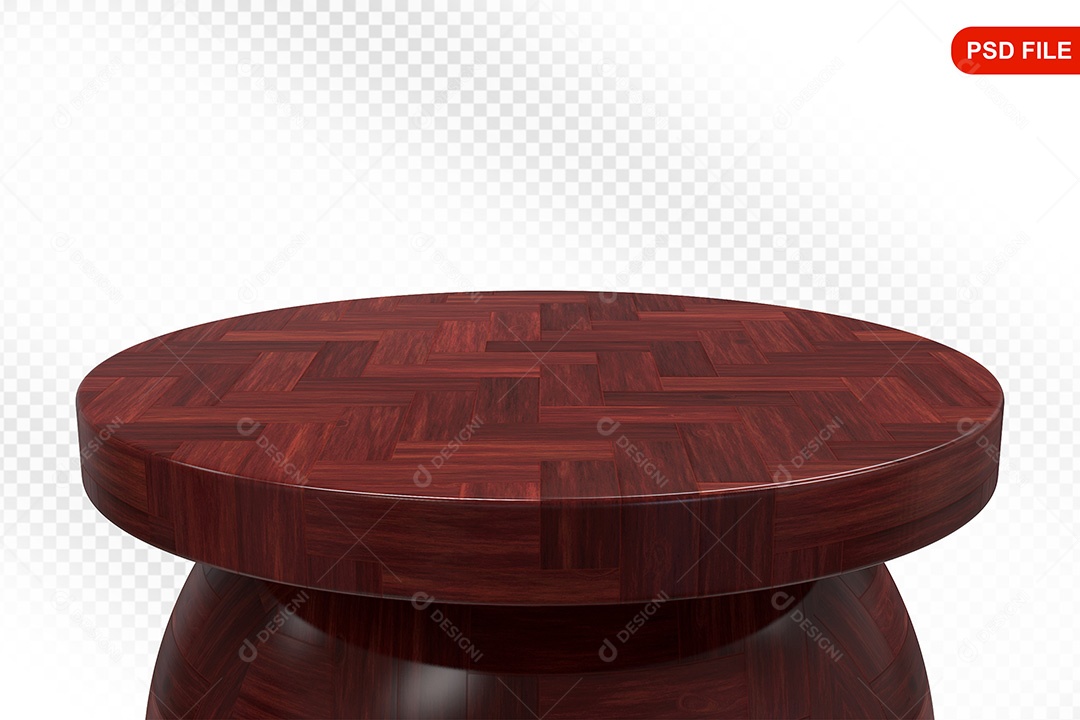 Elemento 3D Podium De Madeira Circular Para Composição PSD