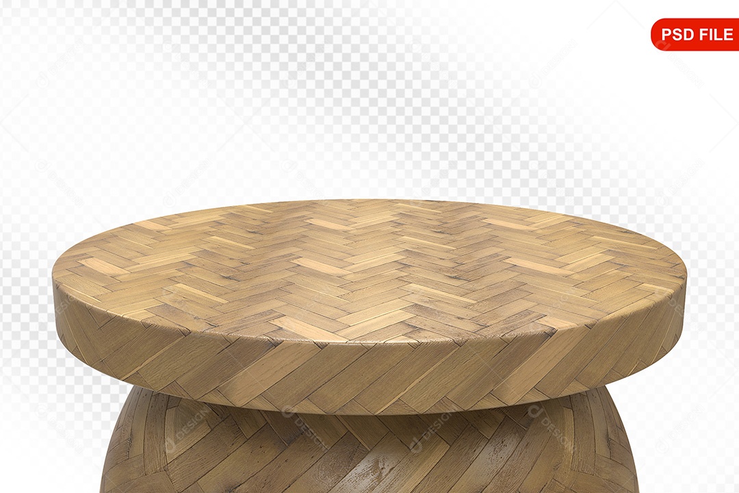Elemento 3D Podium De Madeira Circular Para Composição PSD