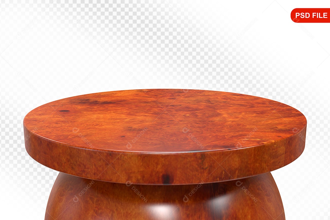 Elemento 3D Podium De Madeira Circular Para Composição PSD