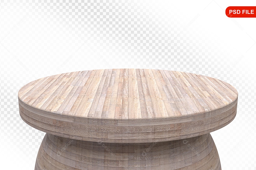 Elemento 3D Podium De Madeira Circular Para Composição PSD