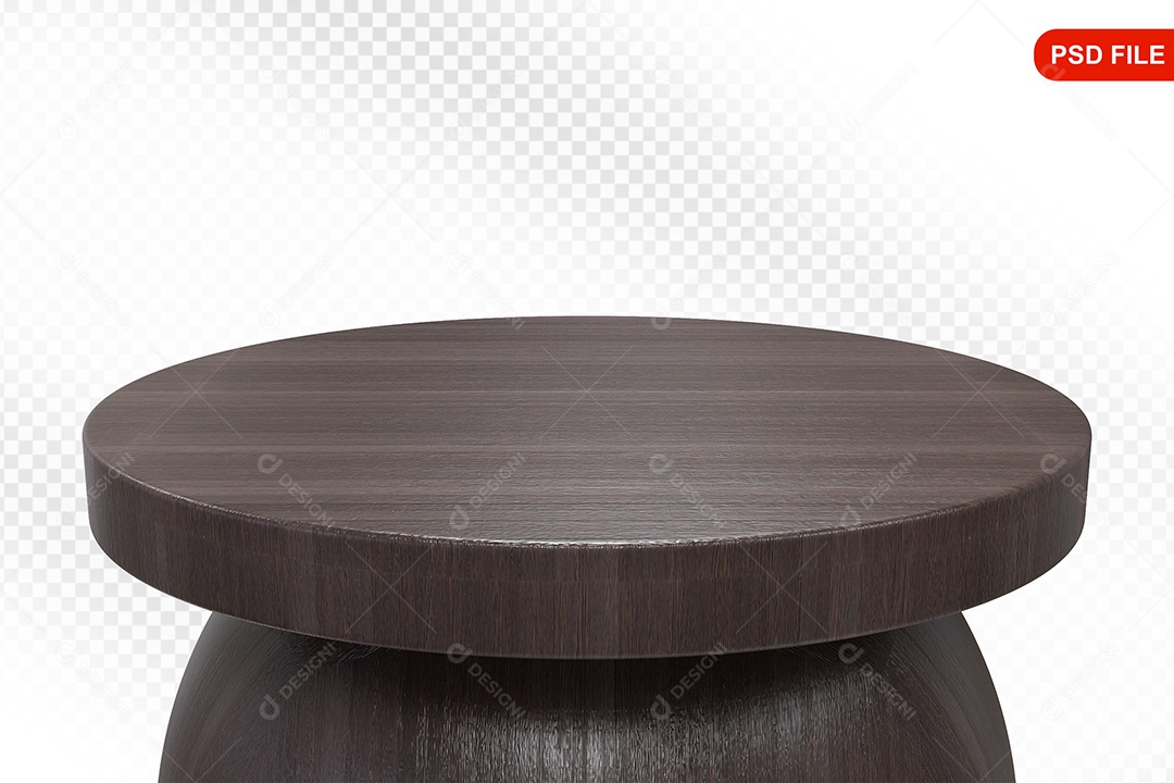 Elemento 3D Podium De Madeira Circular Para Composição PSD