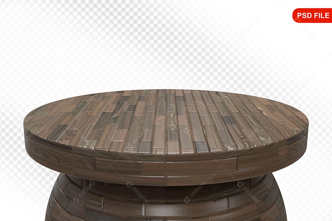 Elemento 3D Podium De Madeira Circular Para Composição PSD