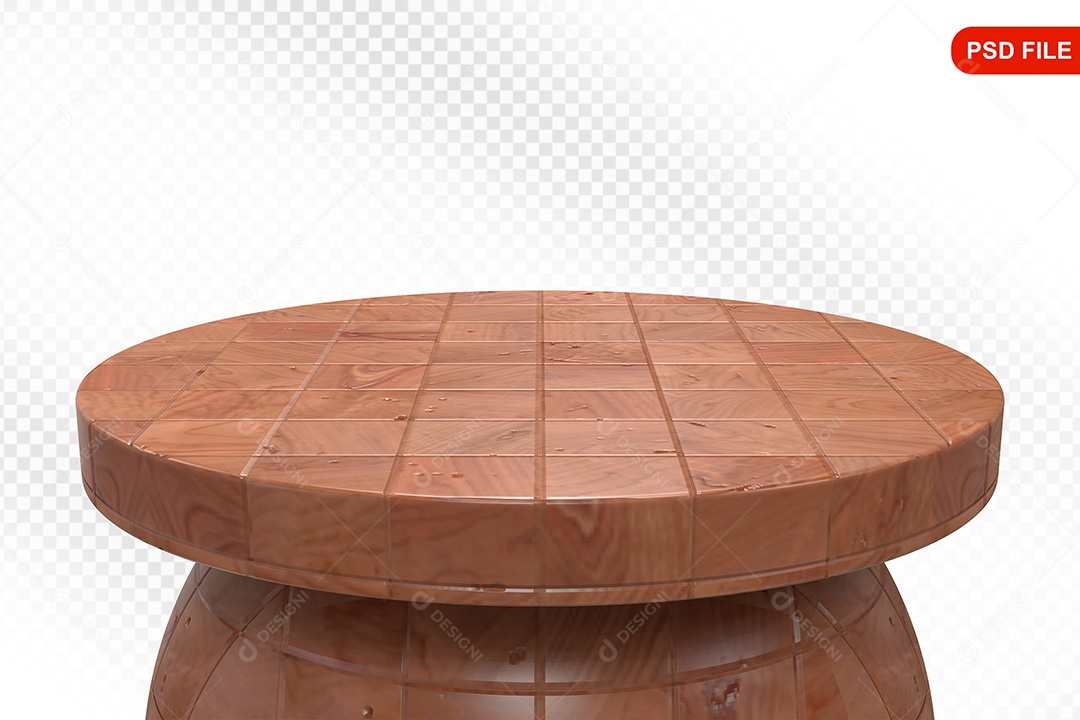 Elemento 3D Podium De Madeira Circular Para Composição PSD
