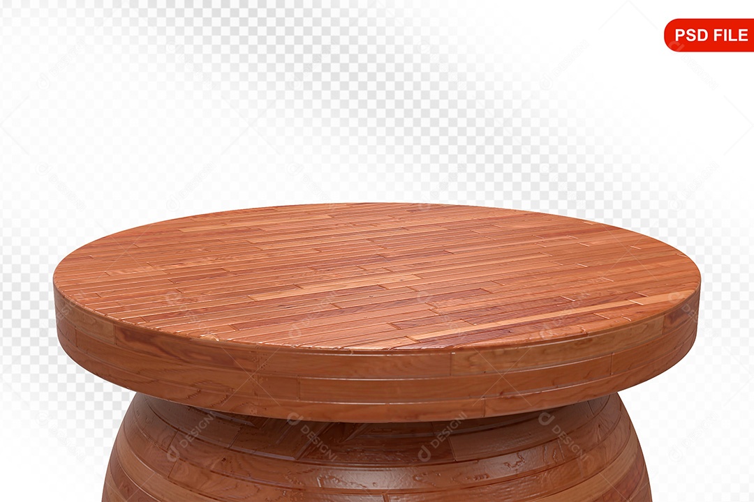 Elemento 3D Podium De Madeira Circular Para Composição PSD