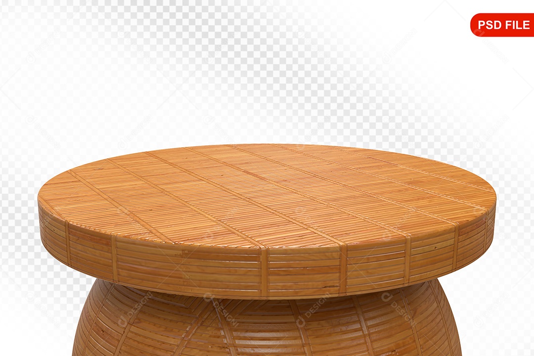 Elemento 3D Podium De Madeira Circular Para Composição PSD