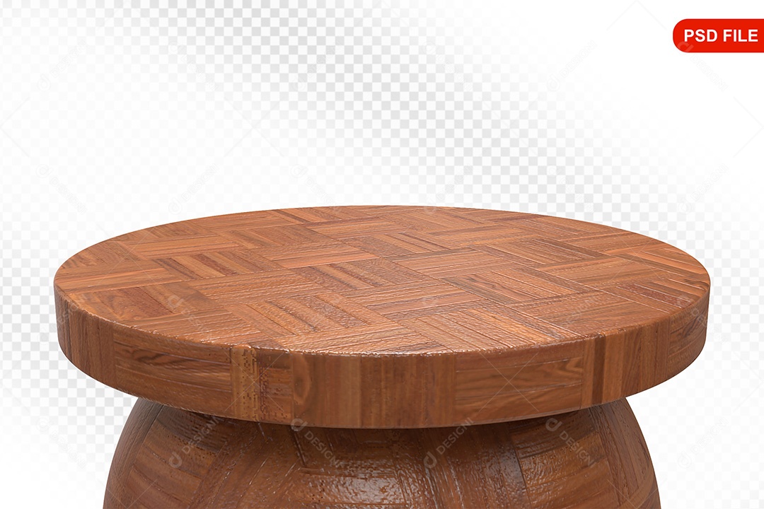 Elemento 3D Podium De Madeira Circular Para Composição PSD