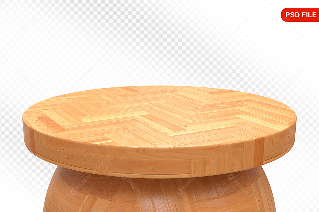 Elemento 3D Podium De Madeira Circular Para Composição PSD