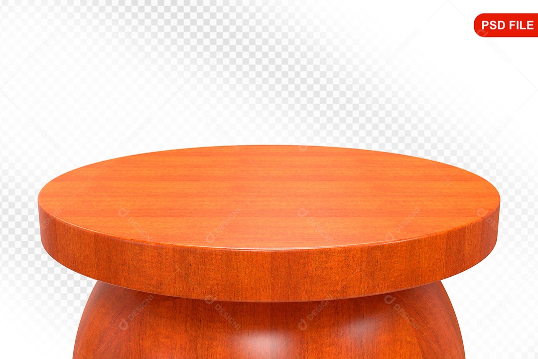Elemento 3D Podium De Madeira Circular Para Composição PSD