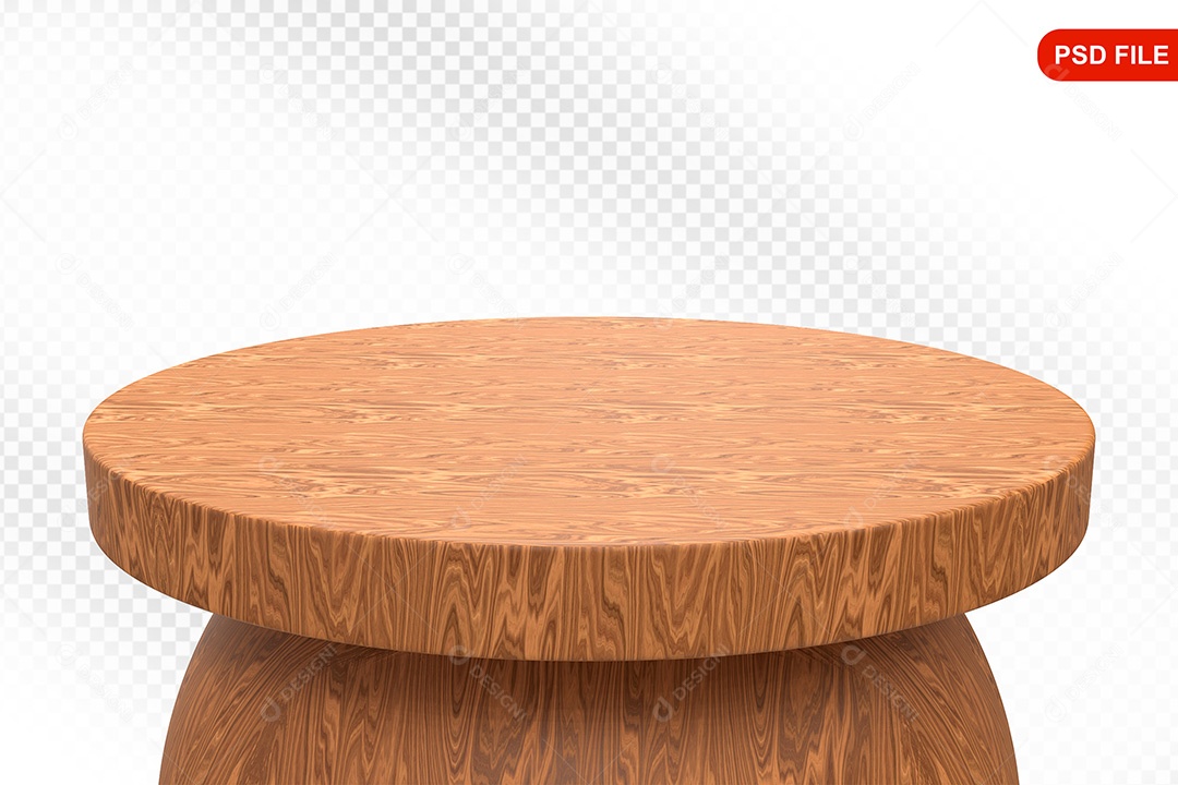 Elemento 3D Podium De Madeira Circular Para Composição PSD