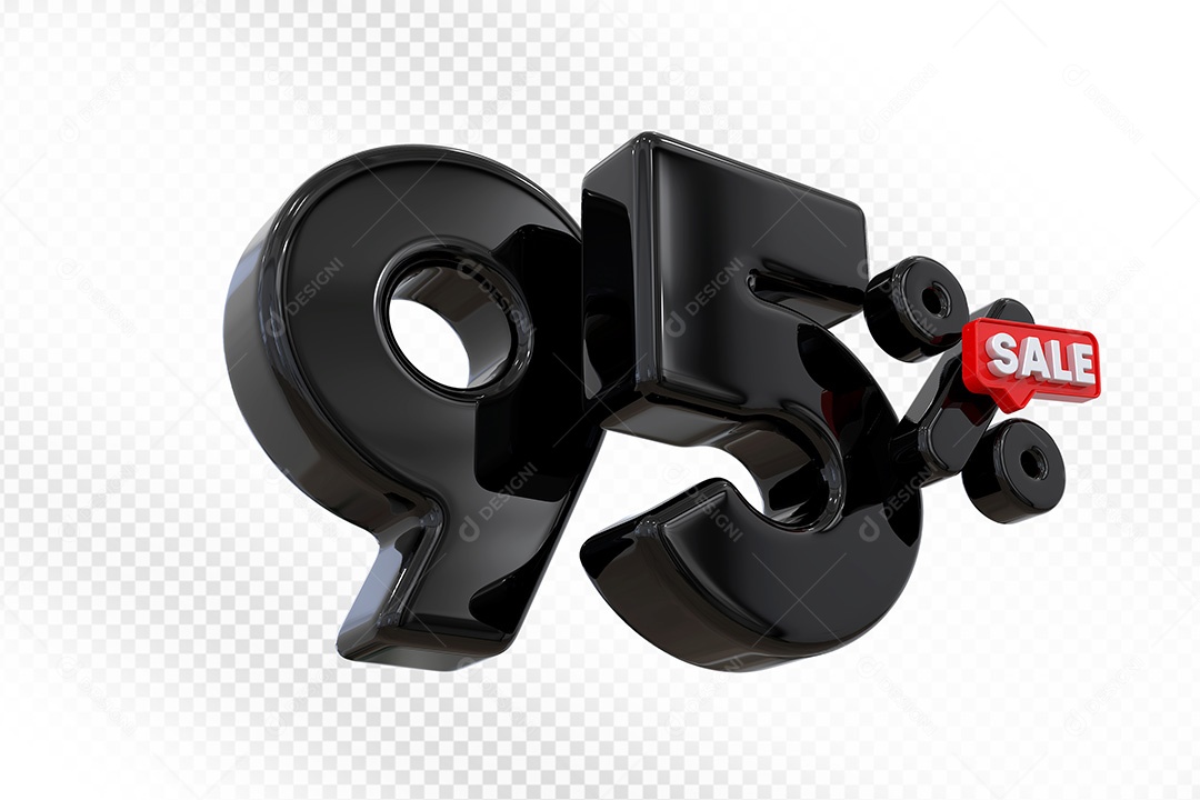 Elemento 3D Número 95% Preto Para Composição PSD