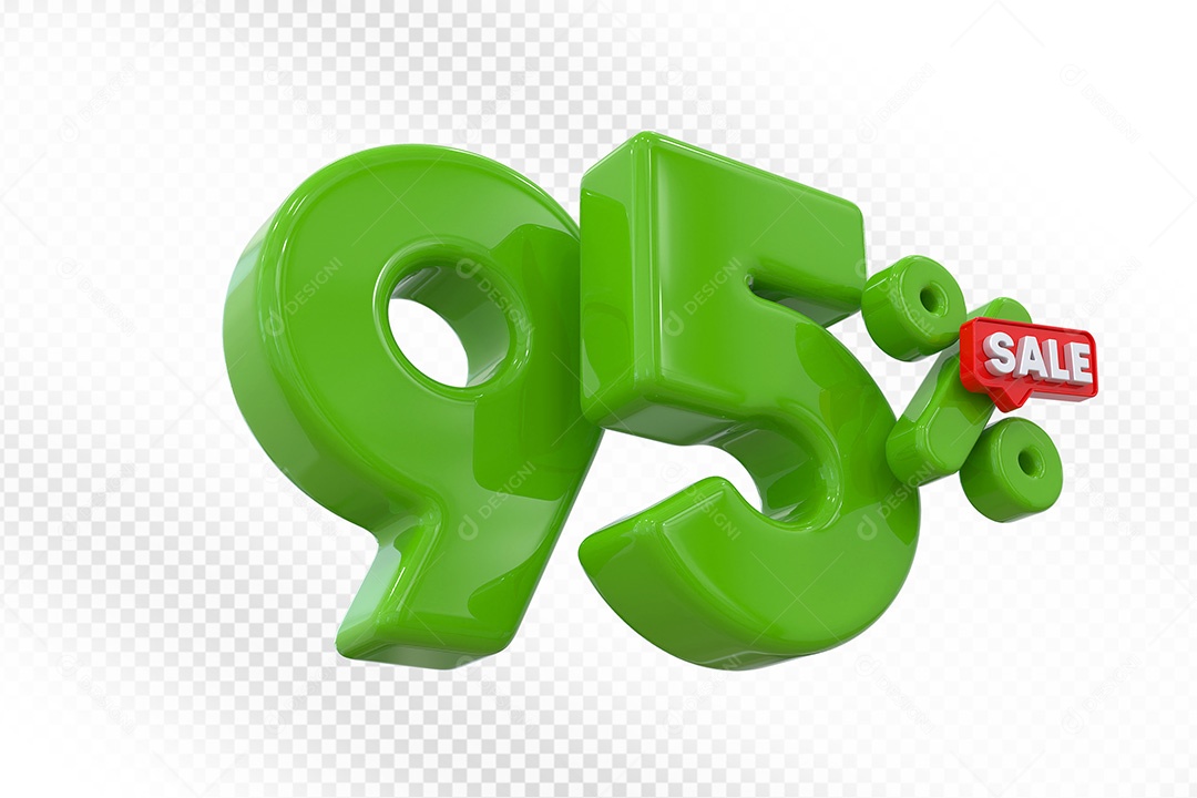 Elemento 3D Número 95% Verde Para Composição PSD