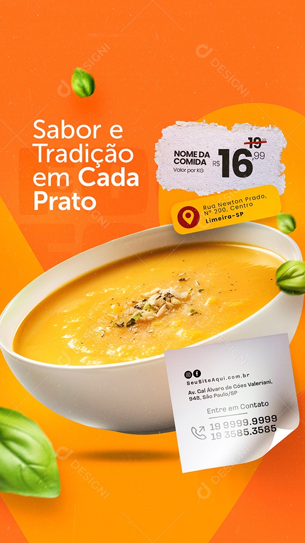 Story Restaurante Sopa Sabor e Tradição em Cada Prato Social Media PSD Editável