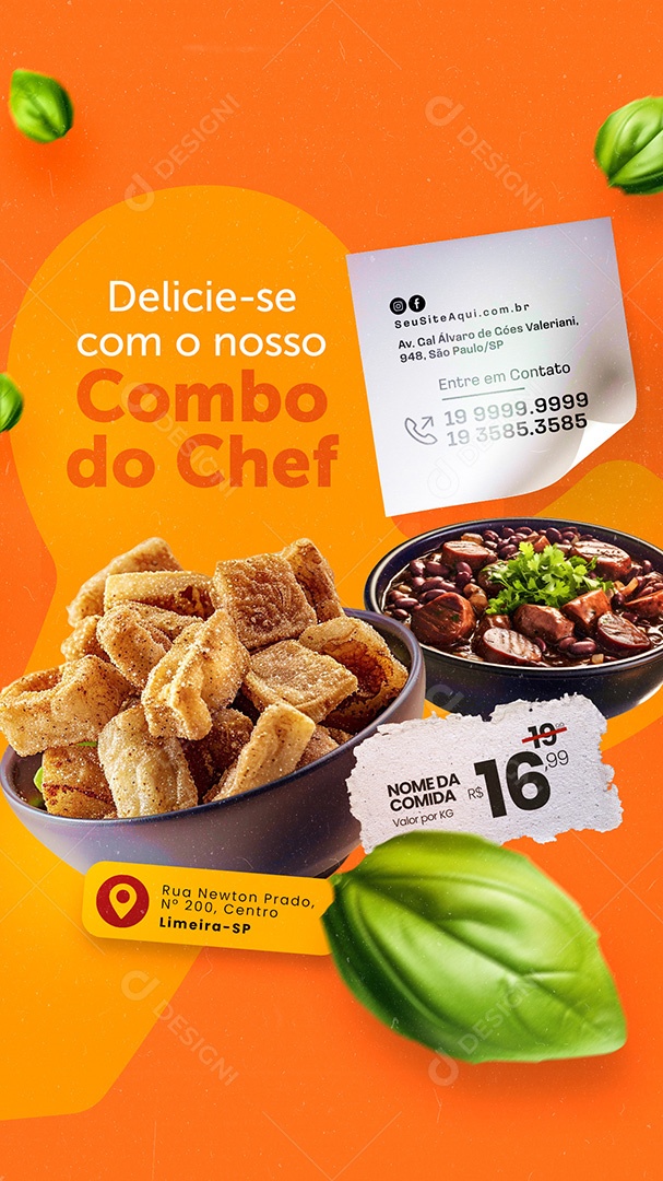 Story Restaurante Delicie-Se com o Nosso Combo de Chef Social Media PSD Editável