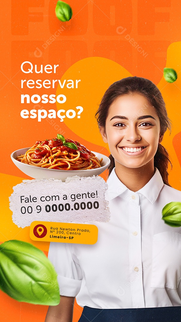 Story Restaurante Macarrão Espaguete Italiano Social Media PSD Editável