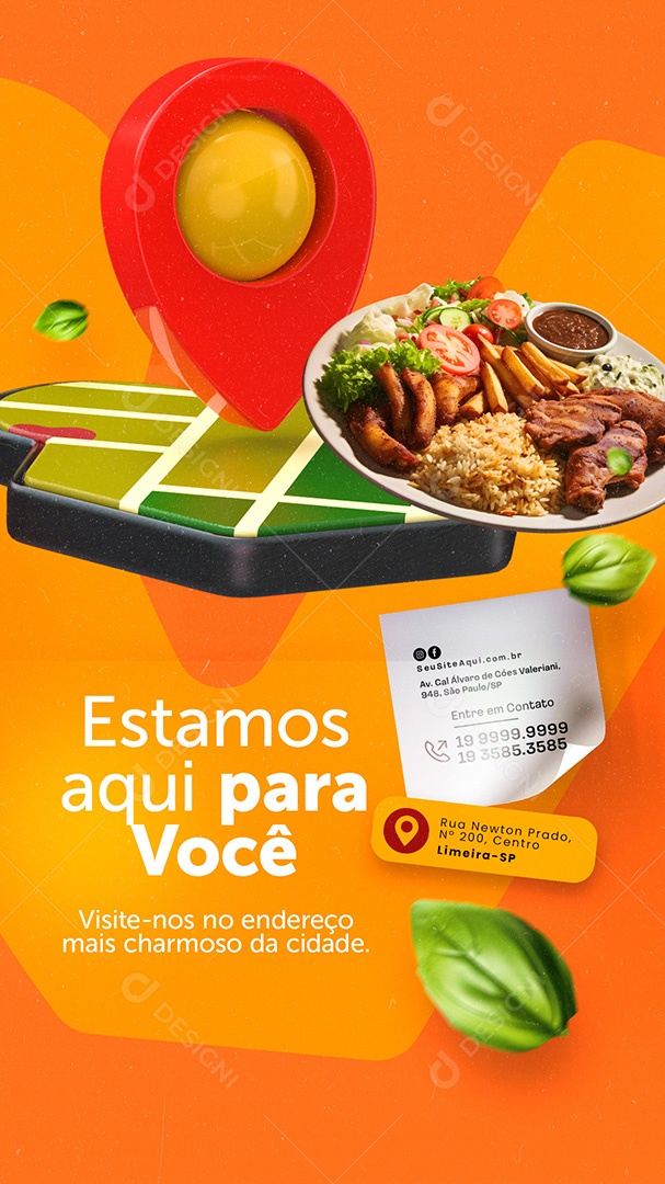 Story Restaurante Estamo Aqui para Você Social Media PSD Editável