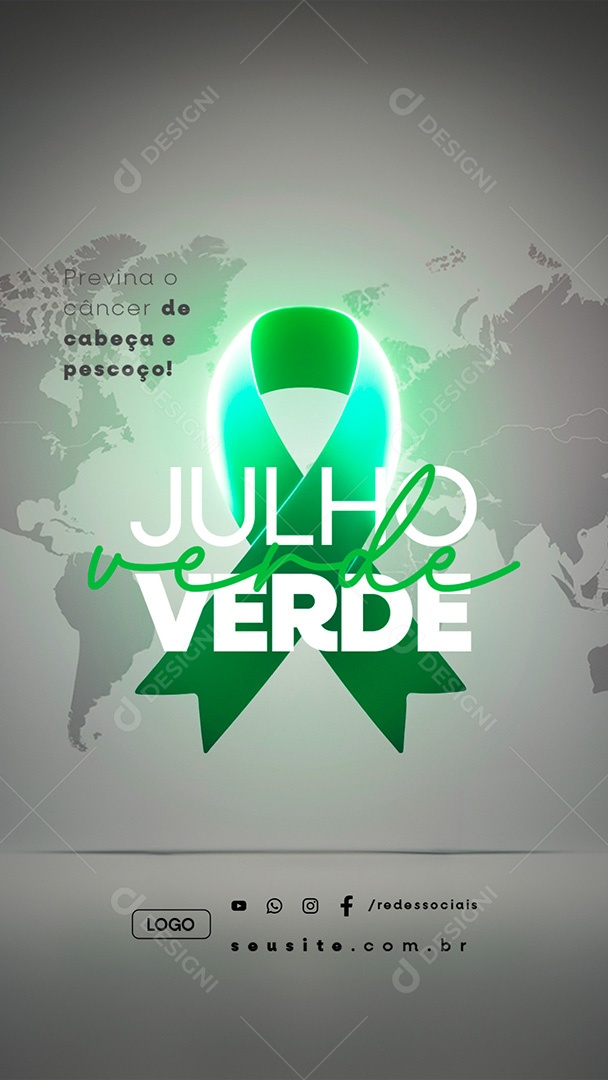 Story Julho Verde Previna o Câncer de Cabeça e Pescoço Social Media PSD Editável