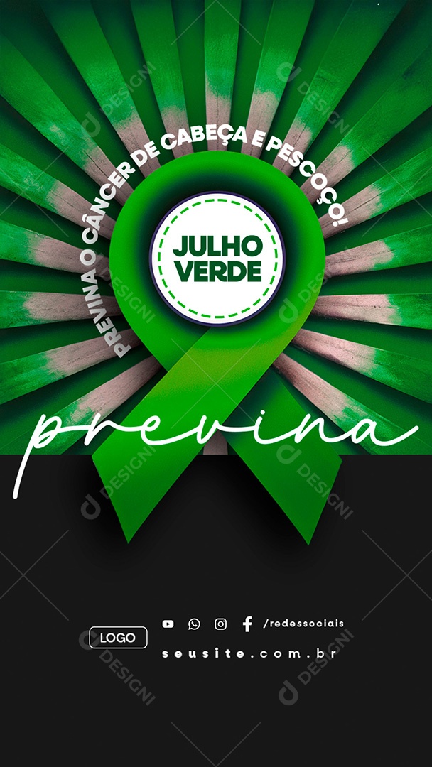 Story Julho Verde Previna o Câncer de Cabeça e Pescoço Social Media PSD Editável