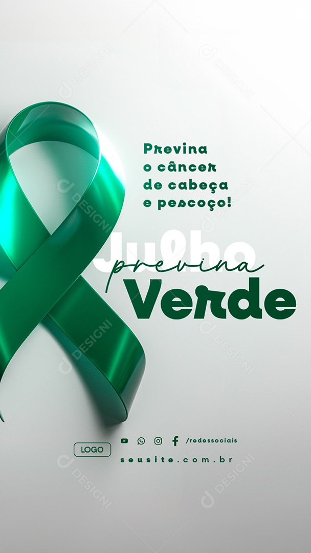 Story Julho Verde Previna o Câncer de Cabeça e Pescoço Social Media PSD Editável