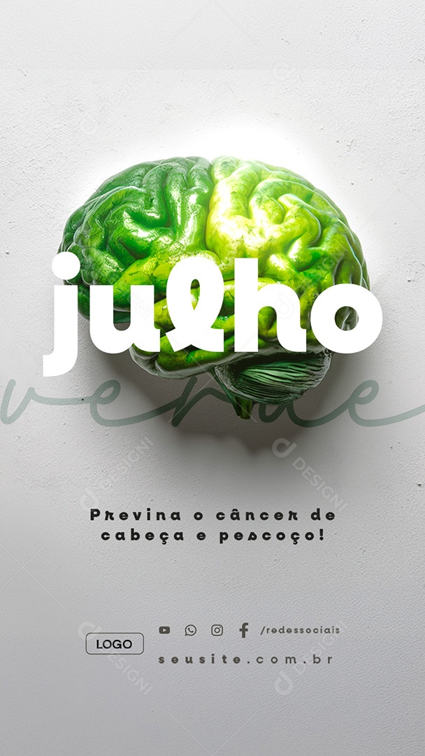 Story Julho Verde Previna o Câncer de Cabeça e Pescoço Social Media PSD Editável