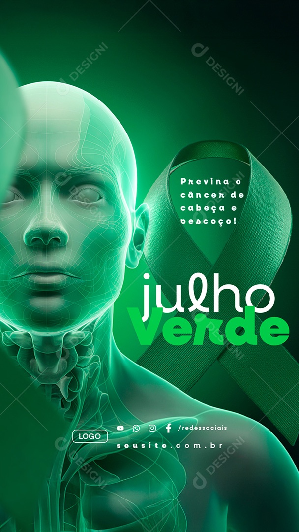 Story Julho Verde Previna o Câncer de Cabeça e Pescoço Social Media PSD Editável