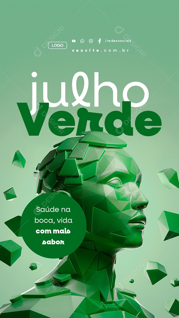 Story Julho Verde Saúde na Boca Vida com Mais Sabor Social Media PSD Editável