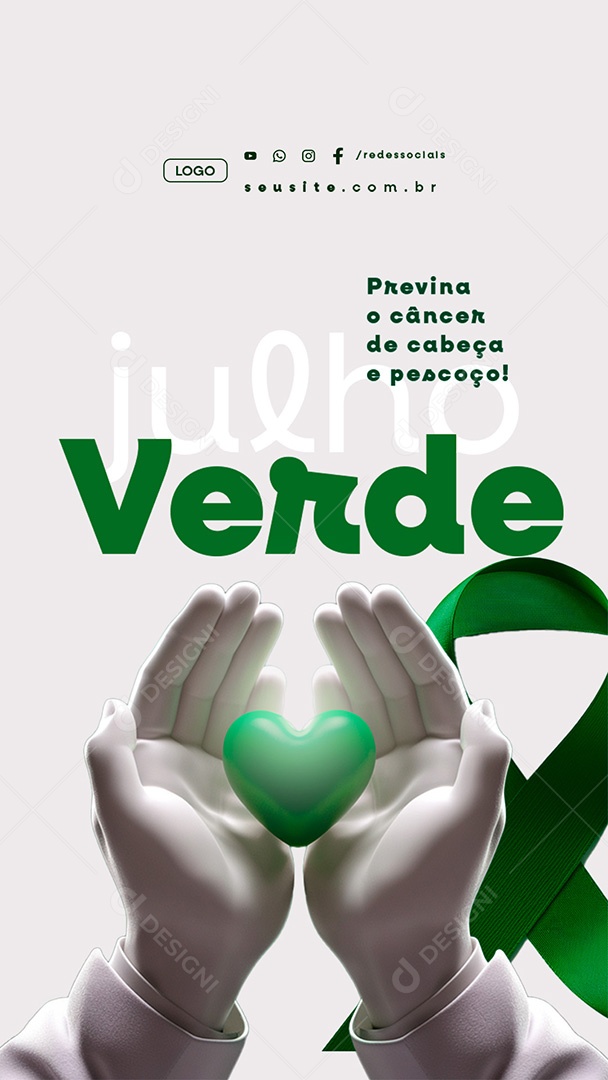 Story Julho Verde Previna o Câncer de Cabeça e Pescoço Social Media PSD Editável