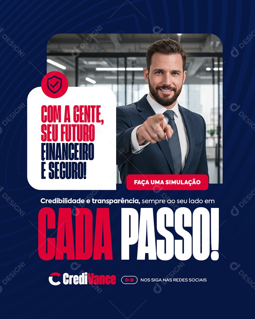 Financiadora Com a Gente Seu Futuro Financeiro é Seguro Social Media PSD Editável