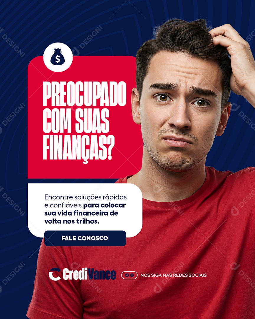 Financiadora Preocupado com Suas Finanças Social Media PSD Editável