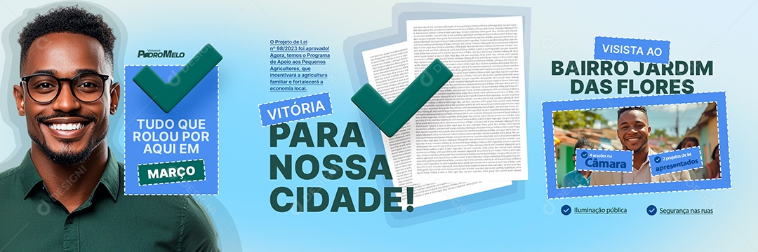 Carrossel Vereador Pedro Melo Vitória Para Nossa Cidade Social Media PSD Editável