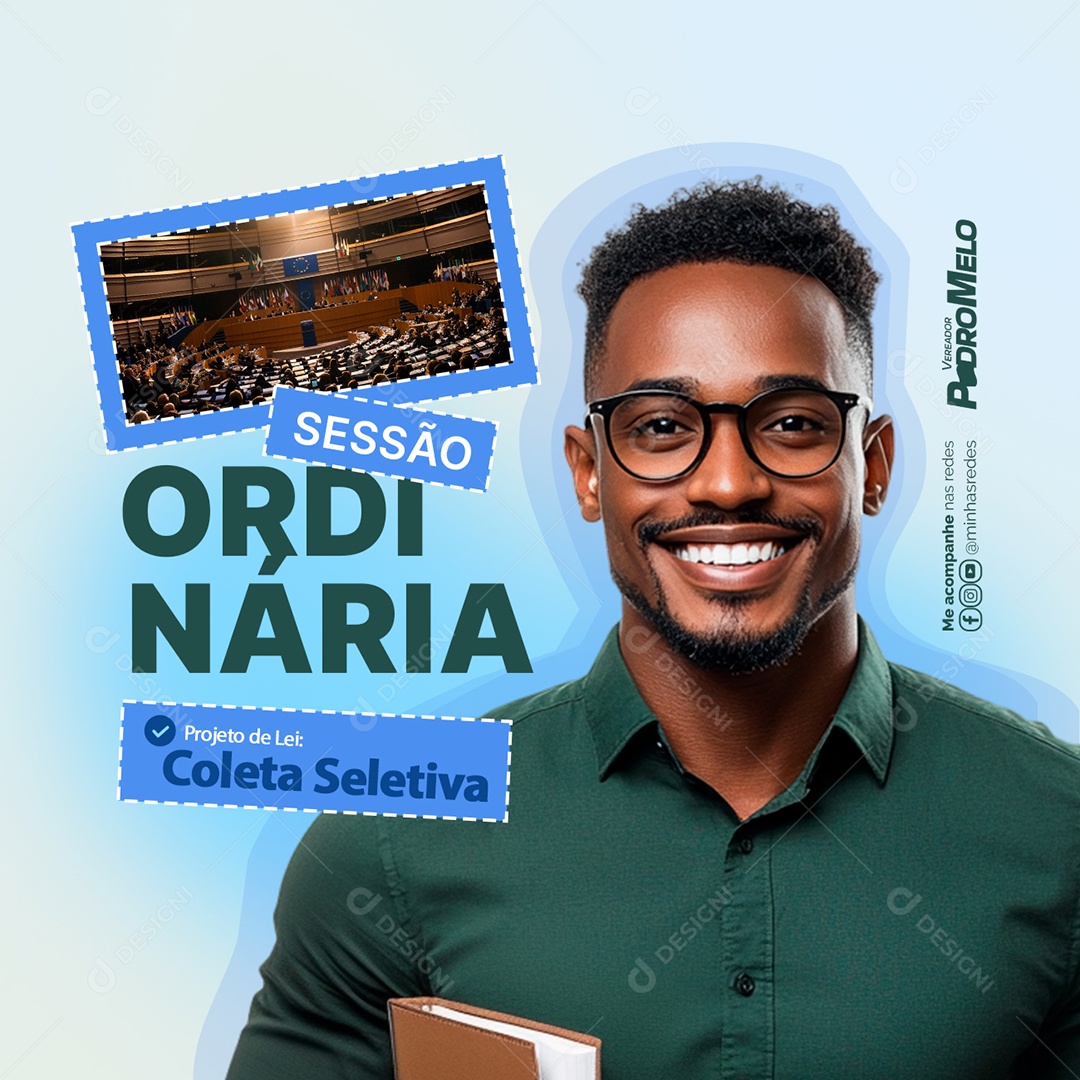 Vereador Pedro Melo Sessão Ordinária Projeto de Lei Social Media PSD Editável