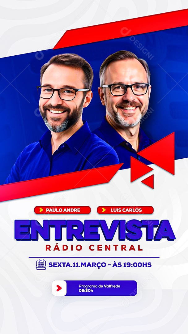 Story Entrevista Radio Central Azul Social Media PSD Editável