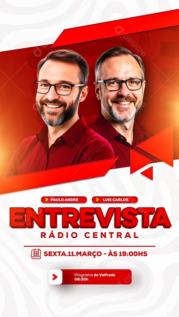 Story Entrevista Radio Central Vermelho Social Media PSD Editável