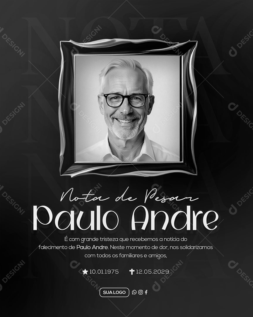 Nota de Pesar Social Media PSD Editável