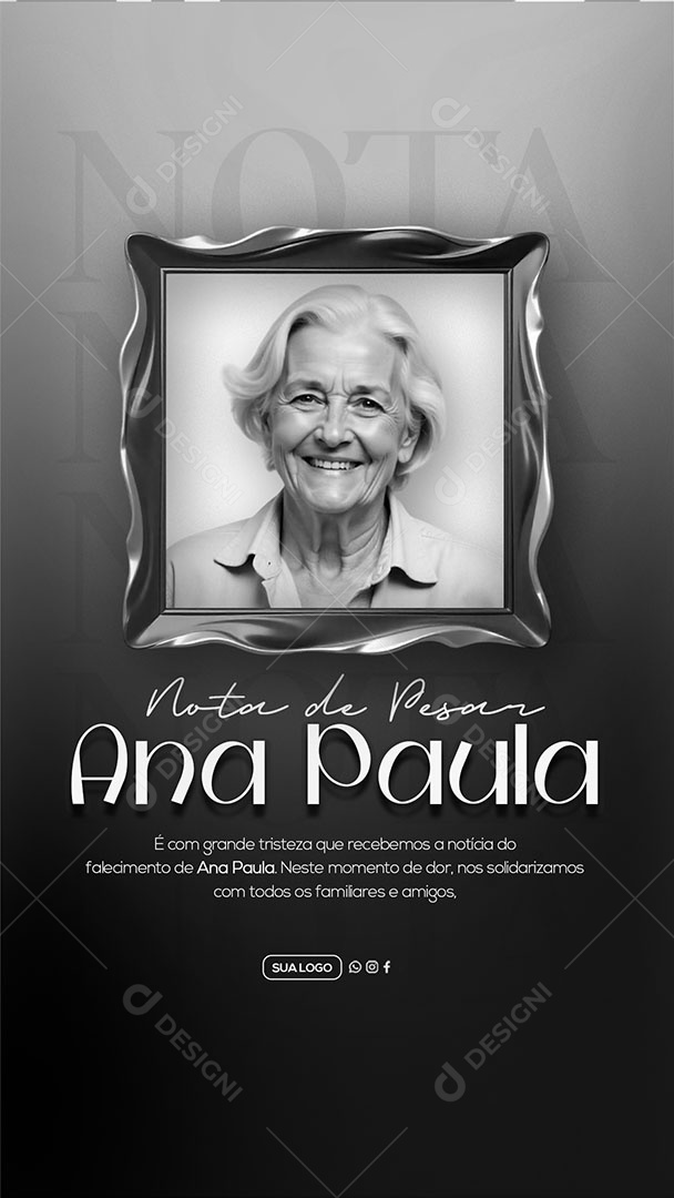 Story Nota de Pesar Social Media PSD Editável