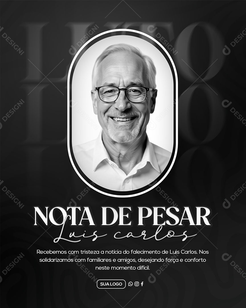 Nota de Pesar Social Media PSD Editável