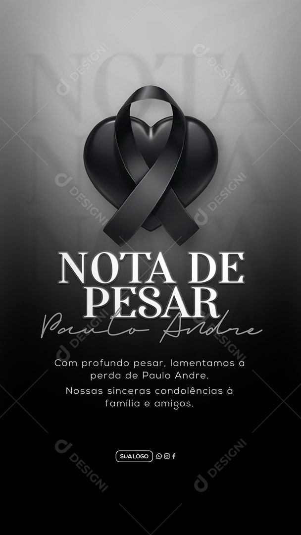 Story Nota de Pesar Social Media PSD Editável