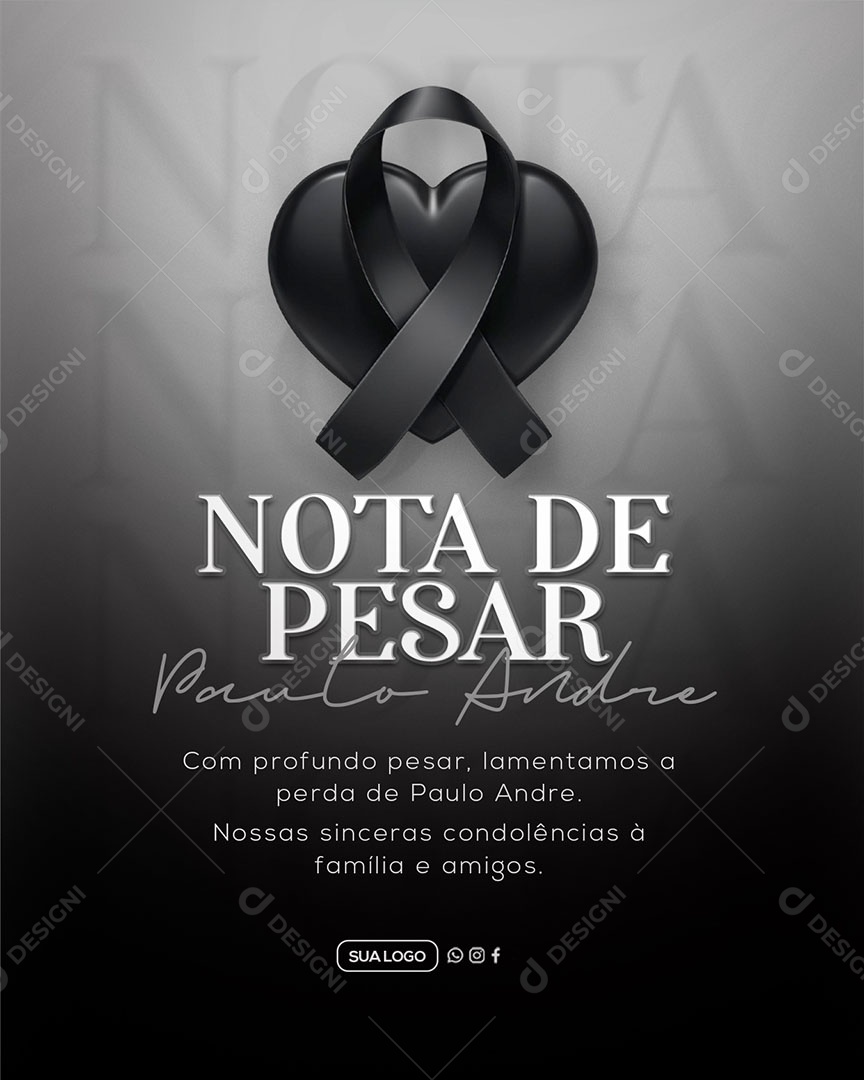 Nota de Pesar Social Media PSD Editável