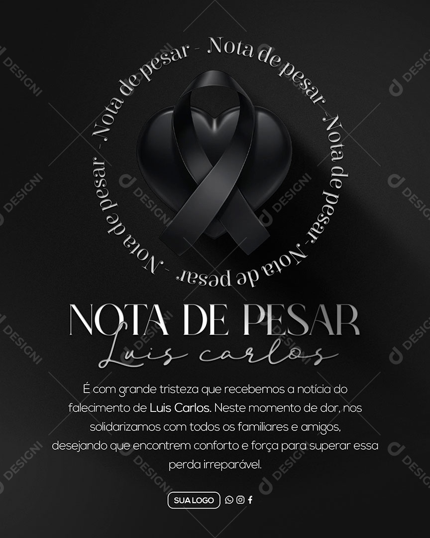 Nota de Pesar Social Media PSD Editável